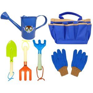 Kids Gardening Set - Real Metal Tools with Wooden
